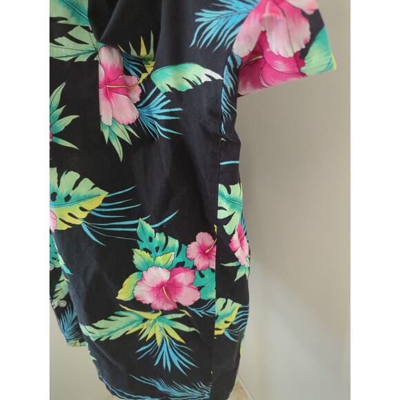 Vintage 9th Wave Hawaiian tropical button up shirt black - Picture 6 of 8